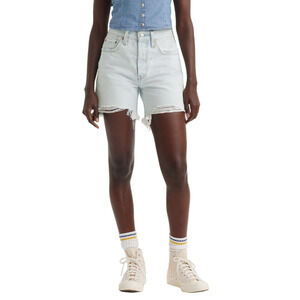 Levi’s 501 Mid Thigh Shorts Womens Size 26 Fade Off High Rise Button Fly Denim